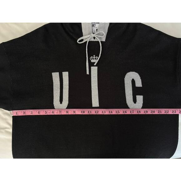 Juicy Couture Spell Out Hooded Sweater Women’s Sz L Black Gray Trim Street Wear - Picture 7 of 8